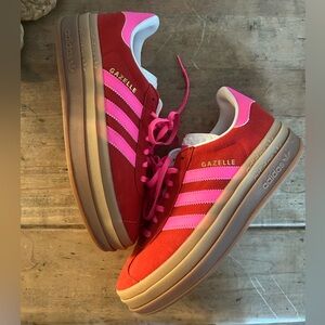Adidas Gazelle Bold Shoes in Red & Pink